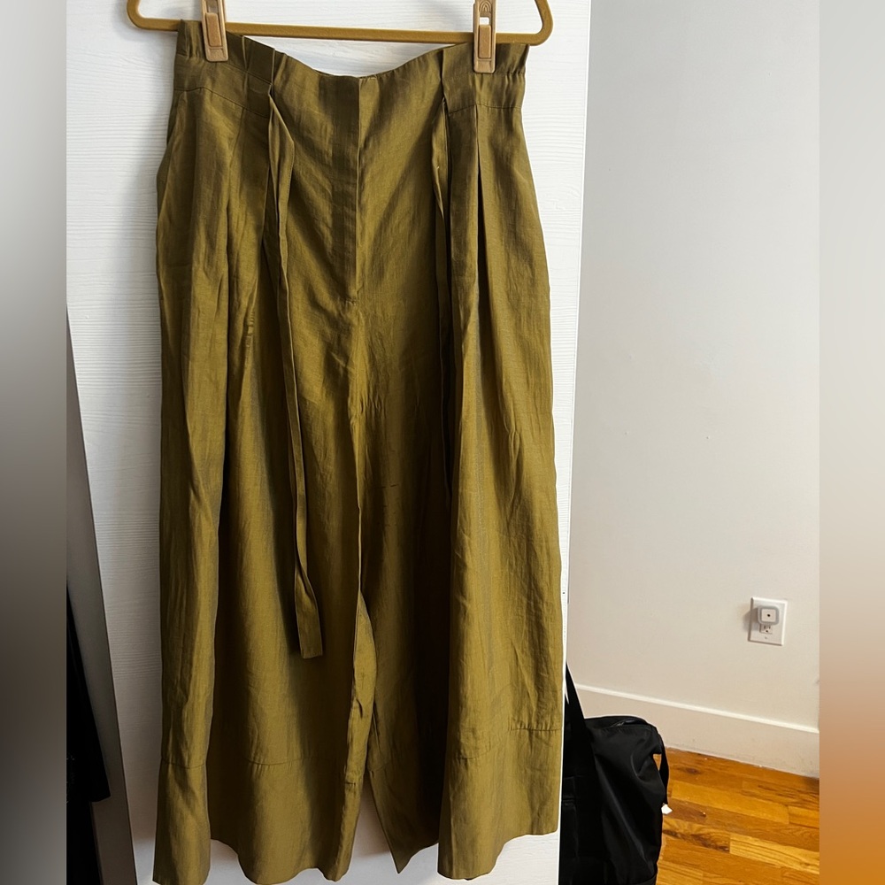 Olive Green Women's Wide Leg, High Waisted Pants